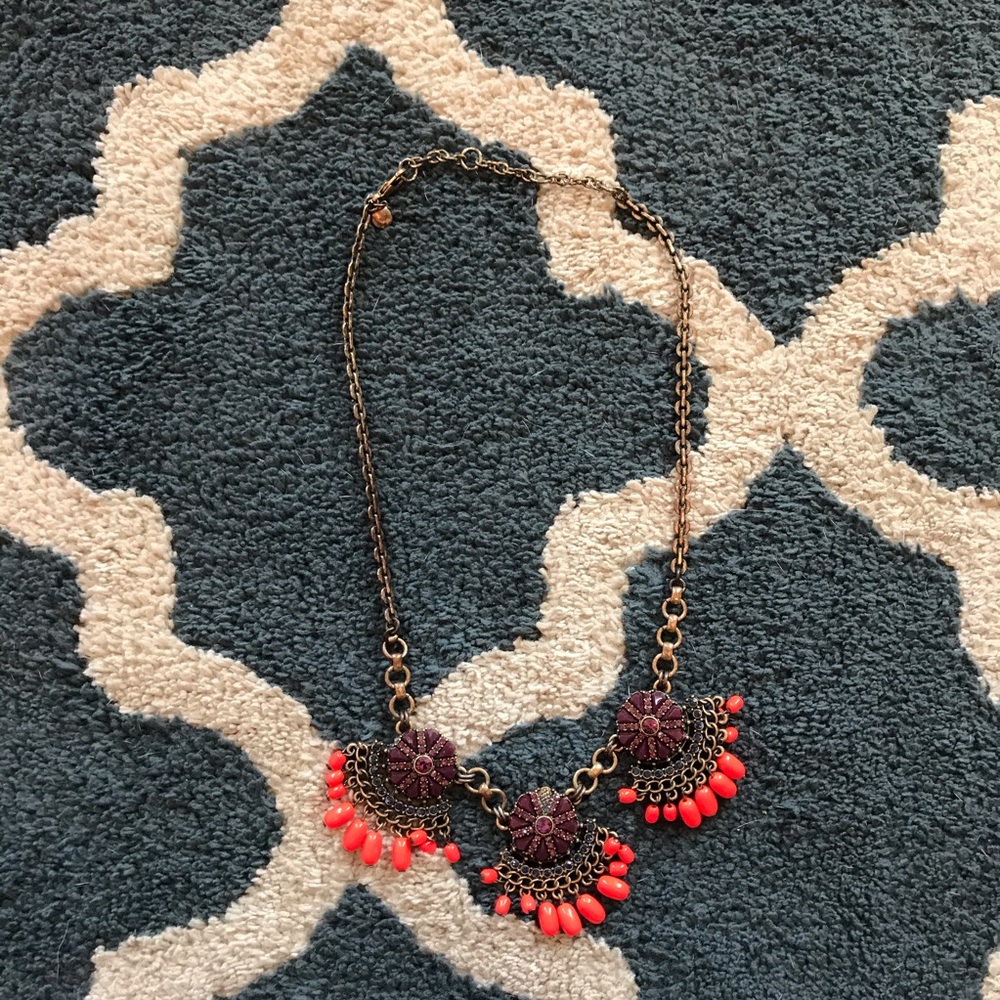 J. Crew boho beaded necklace purple orange